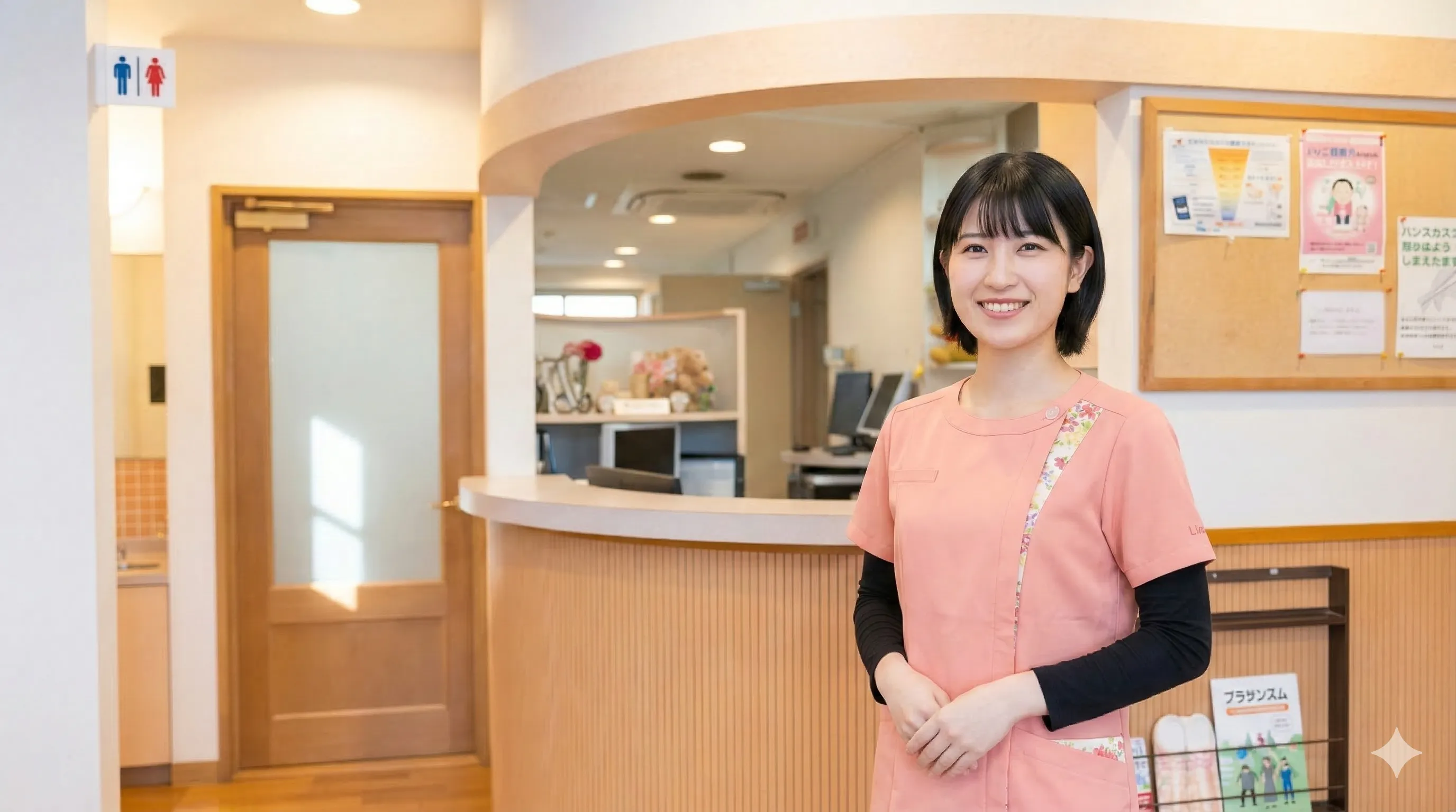 笑顔で迎える歯科衛生士